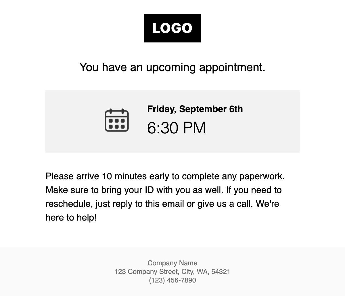 appointment email template