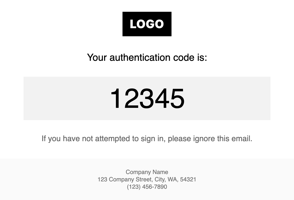 two factor authentication email template