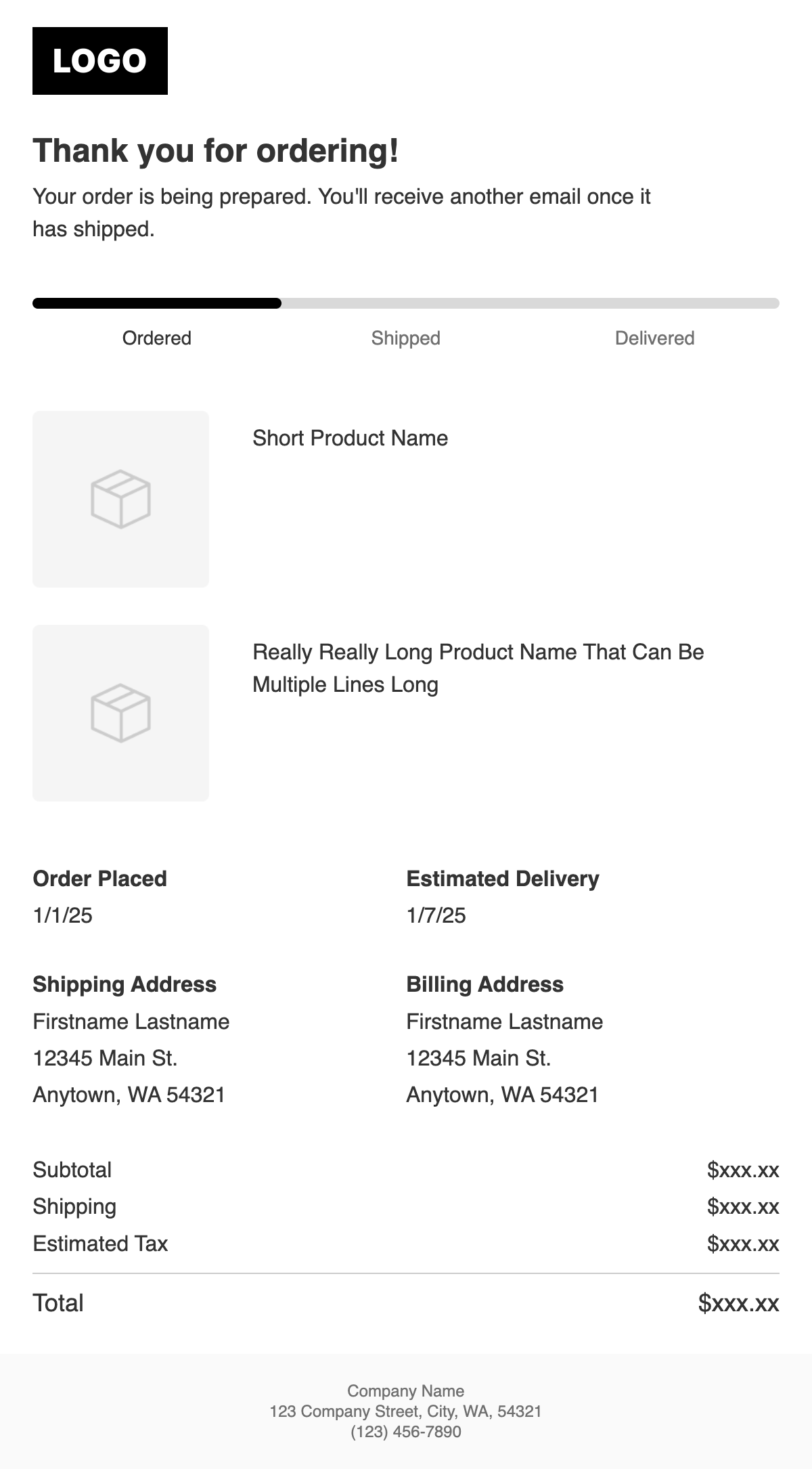 order confirmation email template