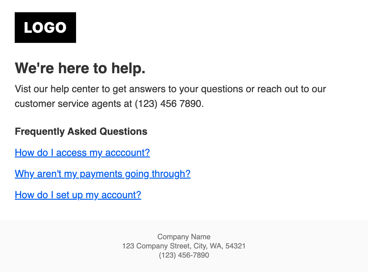 customer support email template